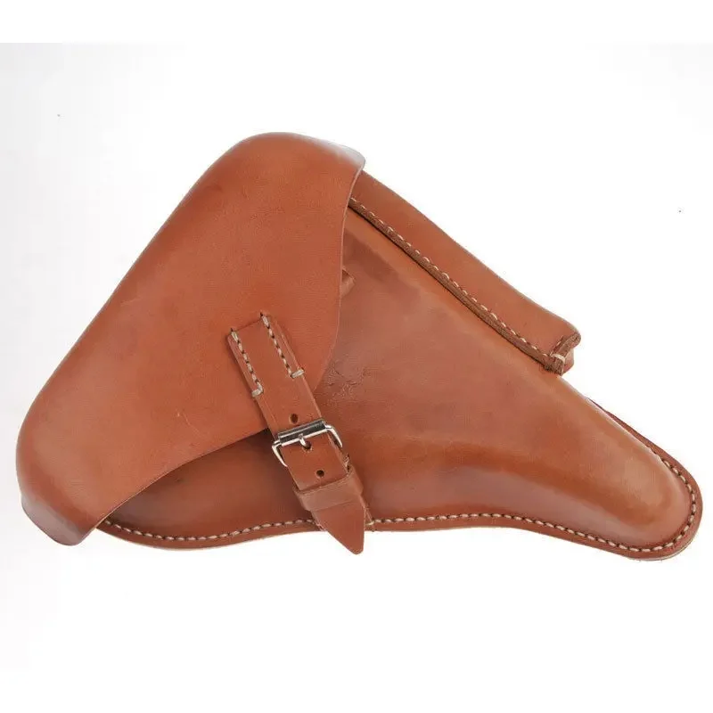 German Luger P08 P‑08 Brown Leather Hardshell Holster WW2 Officer Replica Cosplay Reenactment Collectible Prop