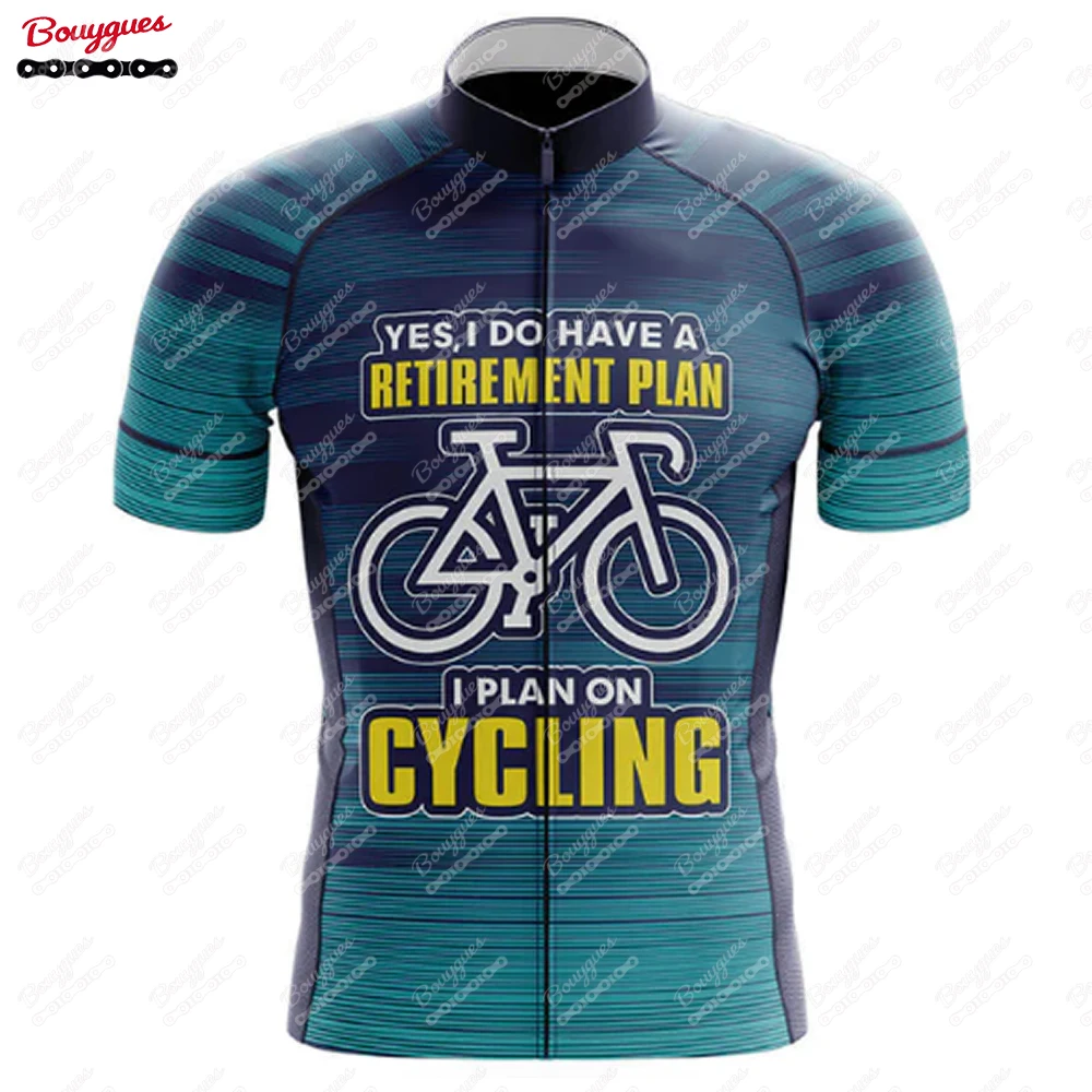 Retirement Plan Cycling Jersey For Men Short Sleeve Reflective MTB Maillot Downhill Pro Team Mountain Bicycle Clothing  Summer