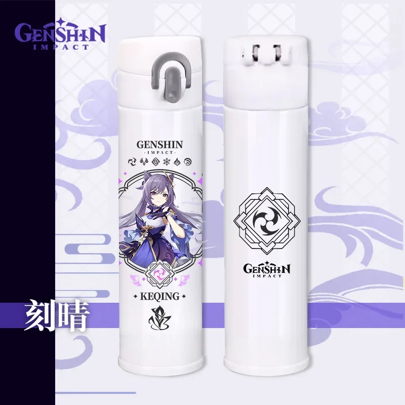 400ml Genshin Impact Thermos Water Bottles Hutao Klee Beelzebul Yae Miko Kawaii Insulated Bottles Vacuum Cup Flask Anime Gifts