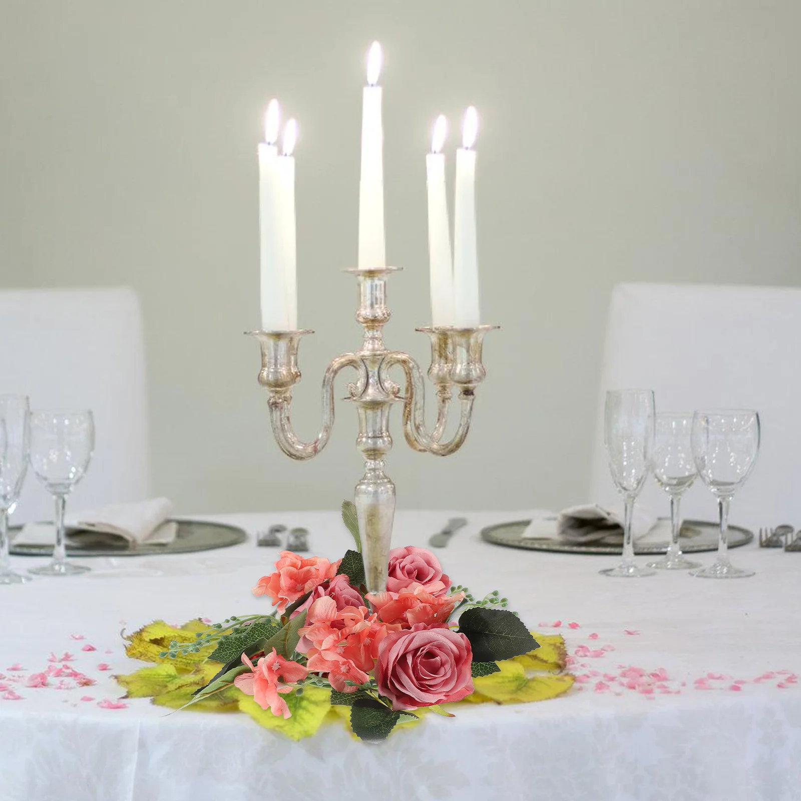 

3Pcs Safe Material Wreath Ring for Home Wedding Party Table Decor Artificial Flower Ring Table Wreath