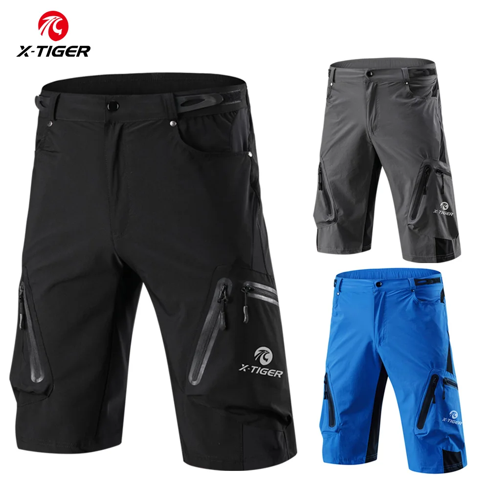 X-TIGER Men's Mountain Bike Shorts Loose Fit MTB Motorcycle Riding Shorts Multi-Pocket Outdoor Waterproof Hiking Cargo Shorts