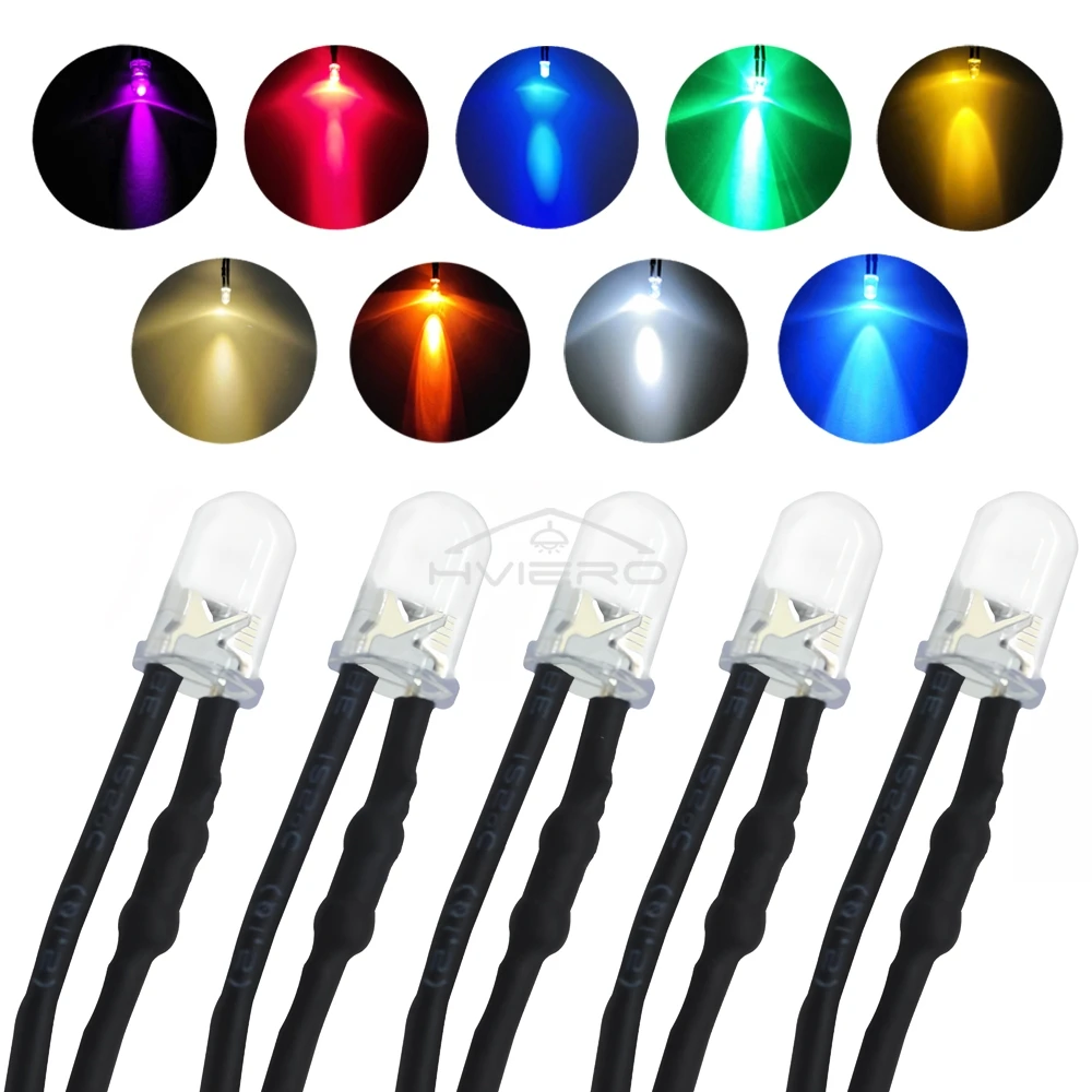DEX Diode électro-luminescente 50PCS Diode LED, 12V 5mm Tête Ronde Lumière Verte Diode