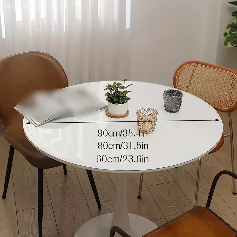 1PC Round Soft Glass PVC Elastic Tablecloth/Table Mat//Desk Mat/Suitable for Restaurant/Dining/Party Outdoor Garden Use