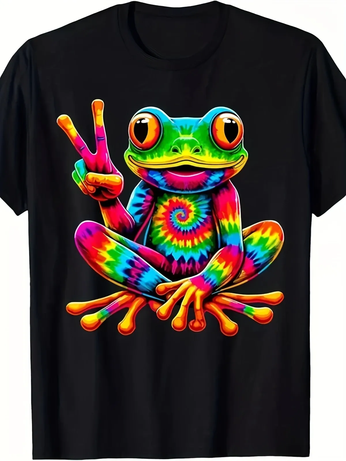 

Retro Psychedelic Frog Graphic Tee - Colorful Tie Dye Design