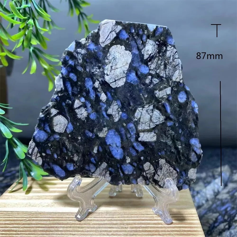 Stone Blue Glaucophane Crystal Natural Slab  Quartz Reiki Slice Minerals Specimen Gemstones Healing Home Decoration