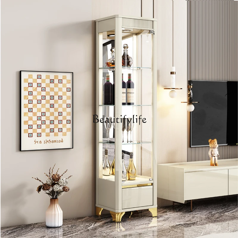 خزانة مشروبات بباب زجاجي إيطالي بسيط، خزانة عرض جدارية مطلية #3