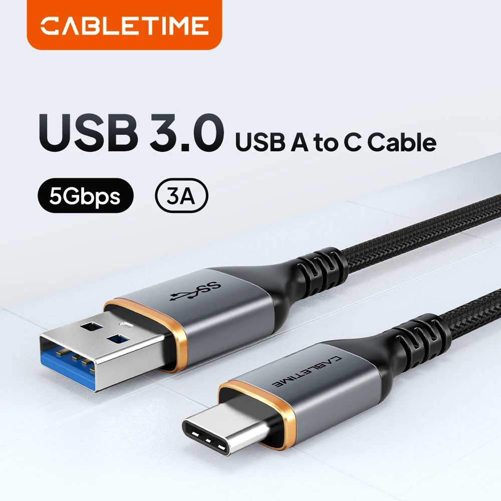 CABLETIME USB C-Kabel USB3.0 A auf USB C Super Speed Datenkabel 5 Gbit/s für Samsung Galaxy iPad Pro Huawei USB C-Geräte ﻿