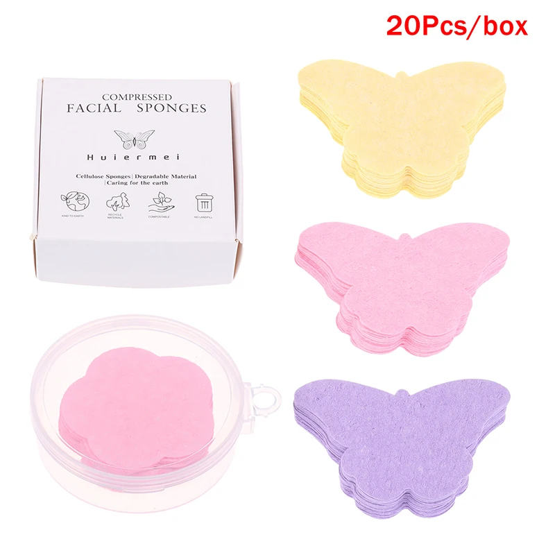 20PCS/Box Compressed Facial Sponges Cosmetic Hydrotherapy Sponge Spa Face Pads For Daily Cleansing Makeup Removal Exfoliation