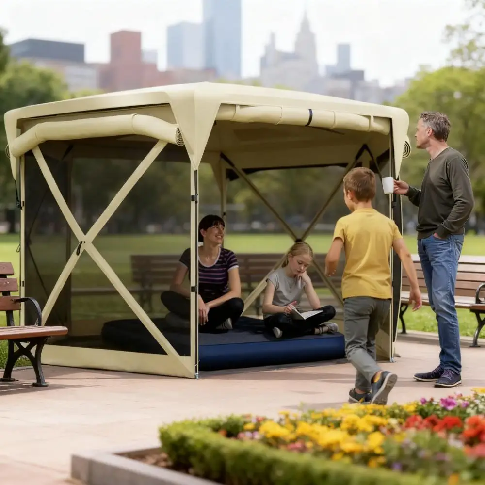 11 X 11 Ft Multi-functional Pop-up Tent, Waterproof and UV Protective, with Removable Canopy and Adjustable Mesh Sidewalls. Flexible Setup To Suit Your Needs. Sturdy Design for Quick Assembly. Comes with A Portable Packing Bag.