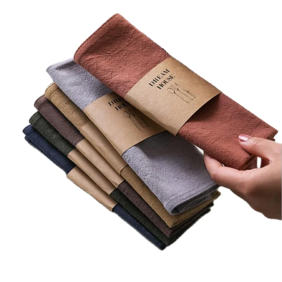 

6 PCS Wedding Durable Thickened High Quality Cloth Napkins,Reusable Ramie Cotton Place Mats,Kitchen Dining Restaurant Use