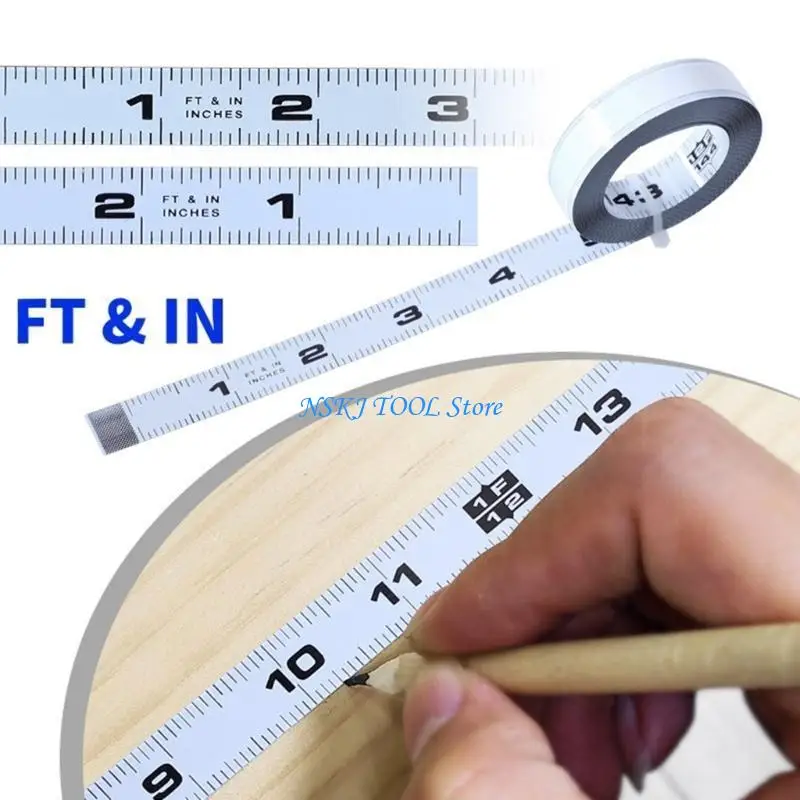 

L8RC Upgraded Adhesive Tape Measure Easy to Use Tape Measure with Clear Scale Convenient Tool Carbon Steel Tape Measure