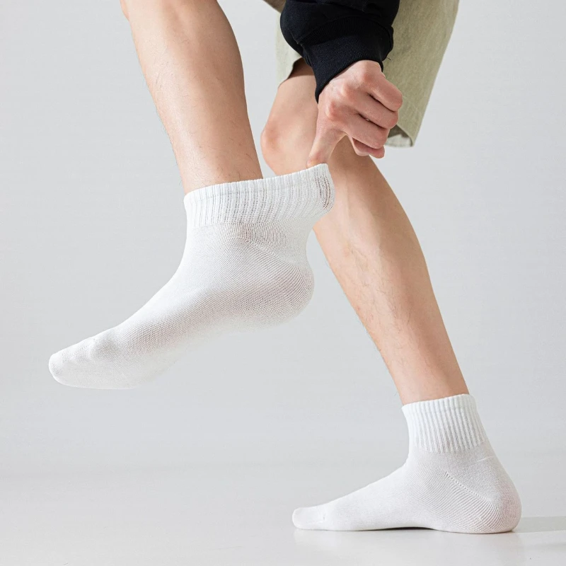 

Solid Color Mens Short Socks Business Men Male Knitted Cotton Low Tube Socks Casual Fashion Black White Gray Low Cut Ankle Socks