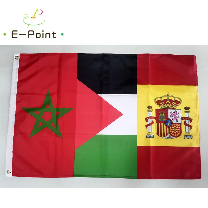 Morocco Palestine Spain Friendship Flag 2ft*3ft (60*90cm) 3ft*5ft (90*150cm) Size Christmas Decorations for Home Banner