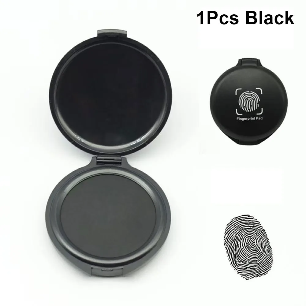 1Pcs 5.8cm Stamp Pad Waterproof Portable Fingerprint Ink Pad Mini Black/Red/Blue Thumbprint Ink Pad Identification Security