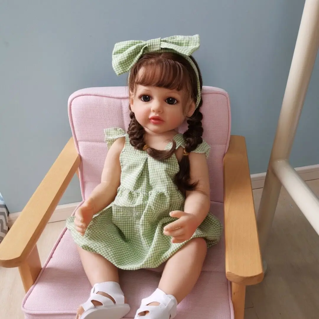 NPK 55CM Full Body Silicone Soft Touch Reborn Toddler Princess Betty Lifelike Hand Rooted hair