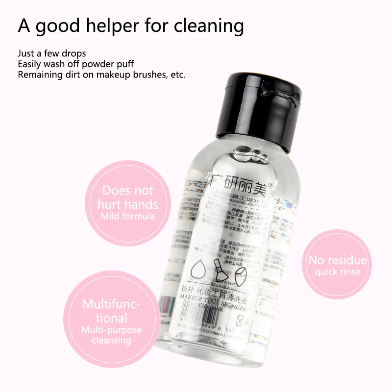 Makeup Brush Cleaner Solution Makeup Brush Shampoo Puff Cleaning Solution Remover Quickly Liquid Makeup Brush Cleaner 50ml