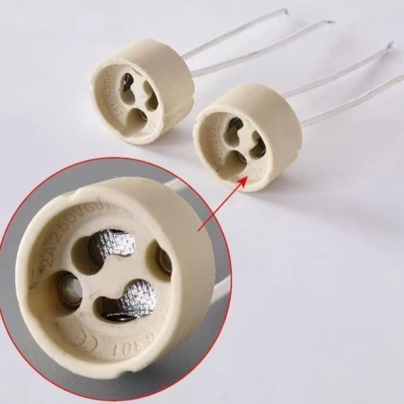 50pcs Ceramic GU10 MR16 MR11 GU5.3 G4 lamp holder socket base adapter extension Wire Connector Socket for LED Wiring Haness
