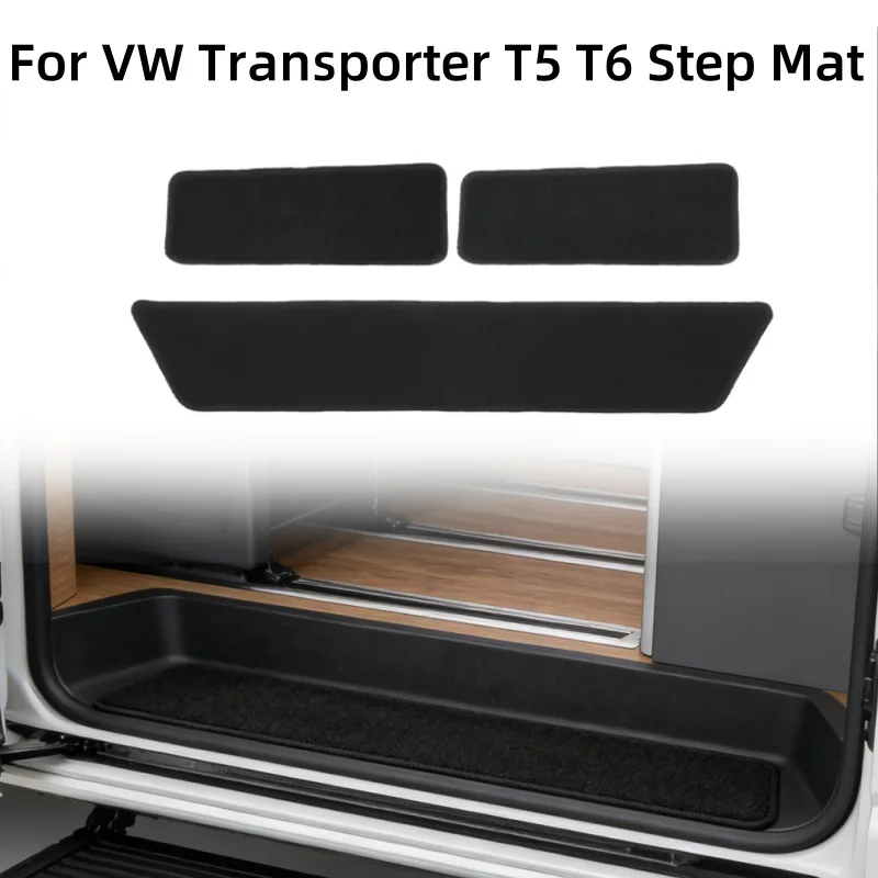 

3pcs Carpet Step Mat Set For VW Transporter T5 T6 Black Anti Slip Campervan Door Mats For Sliding Door & Driver & Passenger Door