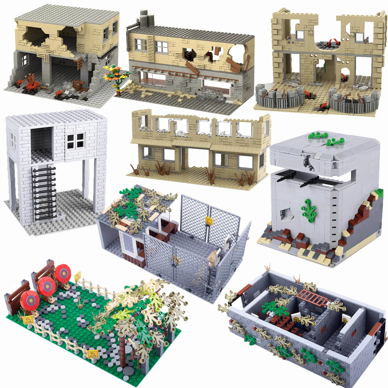 Ww2 Militaire Bouwstenen Slagveld Blokhuis Accessoires Model Schildwacht Toren Commandopost Bunker Model Speelgoed Cadeau