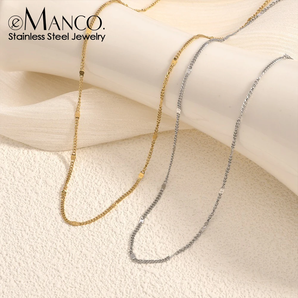 EMANCO Stainless Steel Minimalist Style Snake Chain Necklace with Dainty Ideal for Daily Commute Chic Jewelry 48-Hour Shipping