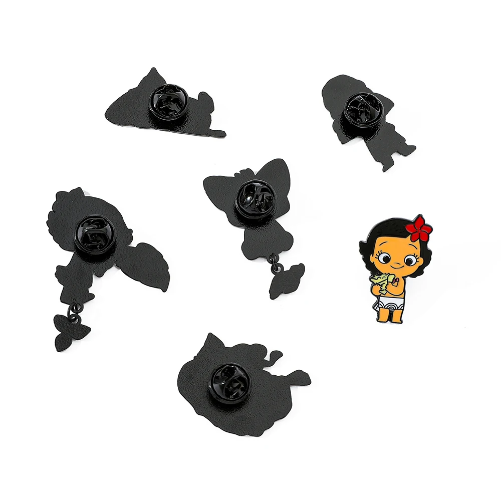 6 Pcs Cute cartoon creative Personality Moana Brooch Film character Metal Badge accessories Alloy drip pin