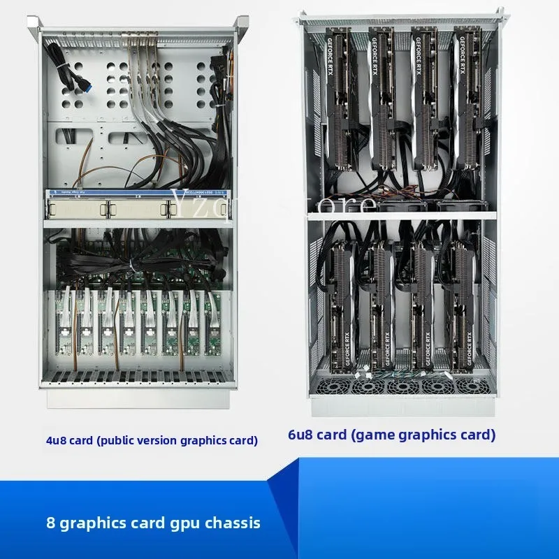 GPU Server Chassis 5 Cards 6 Cards 8 Cards 10 Graphics 4090 Gaming Graphics Redundant Power Supply 4 + 1 deep learning