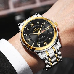 PENGAGAR Luxury Sport Wrist Watch For Man Waterproof Luminous Date Men Watch Quartz Stainless Steel Men's Watches Male Reloj+box