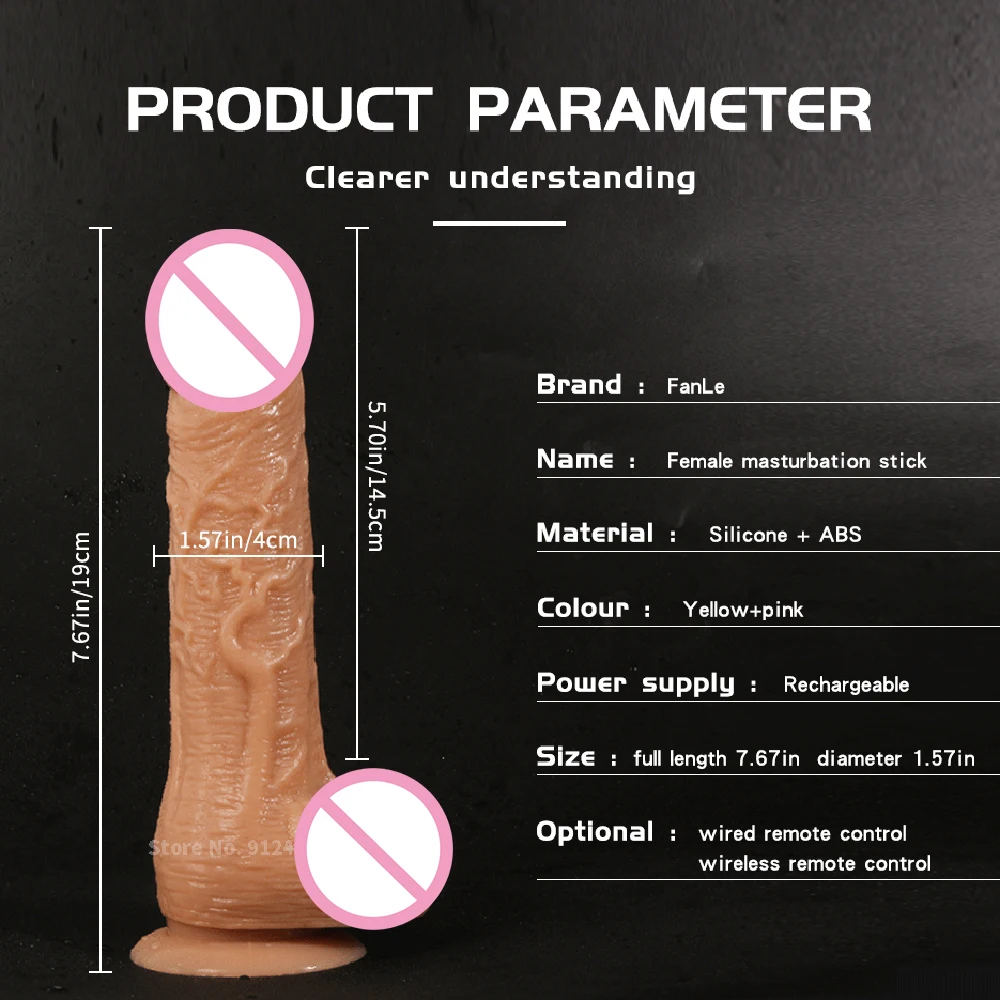 Realistic Telescopic Dildo Vibrator for G Spot Anal Hands-free Play Wireless Remote Machine Adult Sex Toy for Woman Masturbation