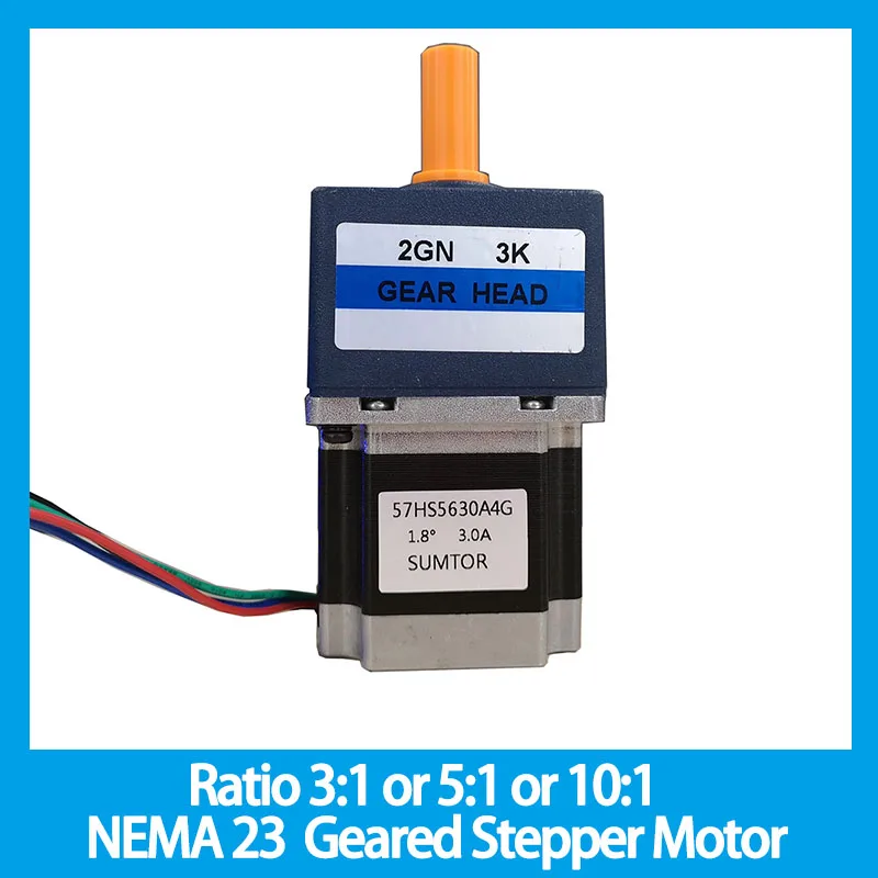 Ratio 3:1 or 5:1 or 10:1 NEMA 23 Geared Stepper Motor 57mm Gearbox Stepper Motor Length 56mm 1.1N.m 3A