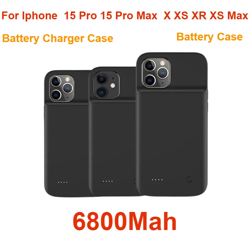 For Iphone  15 Pro 15 Pro Max  X XS XR XS Max  Battery Case 6800Mah New  Battery Charger Case