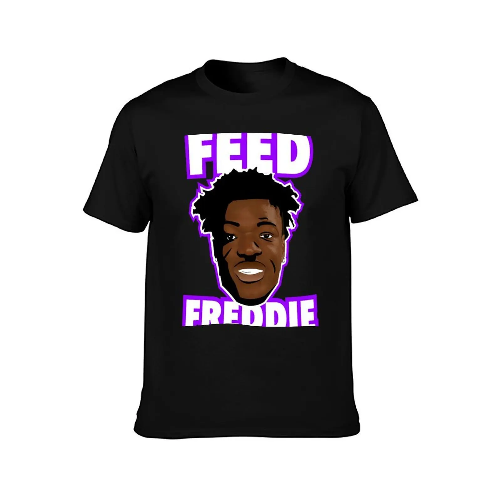 Feed Freddie T-Shirt, Summer Casual Cotton Tee, Oversized Streetwear Tops, Vintage Graphic Print, Loose Fit Short Sleeve