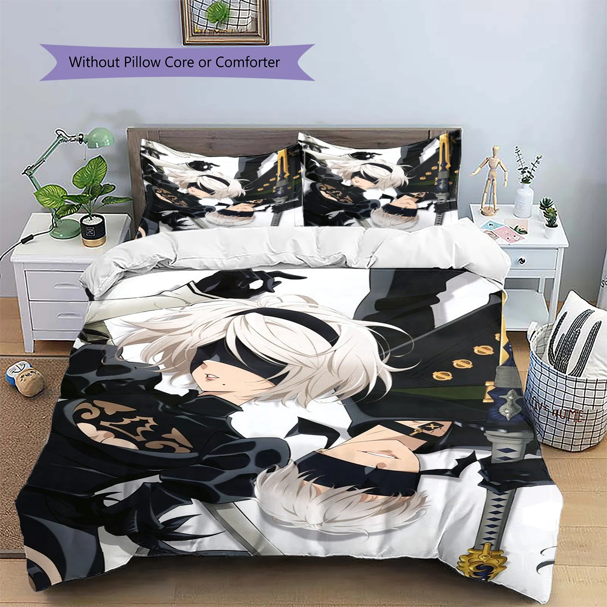 NieR Automata Nice Fan Gift Anime Style Daily Use Bedding Patterned Duvet Cover Set & Case Bedroom Ornament Decor Set -xia124
