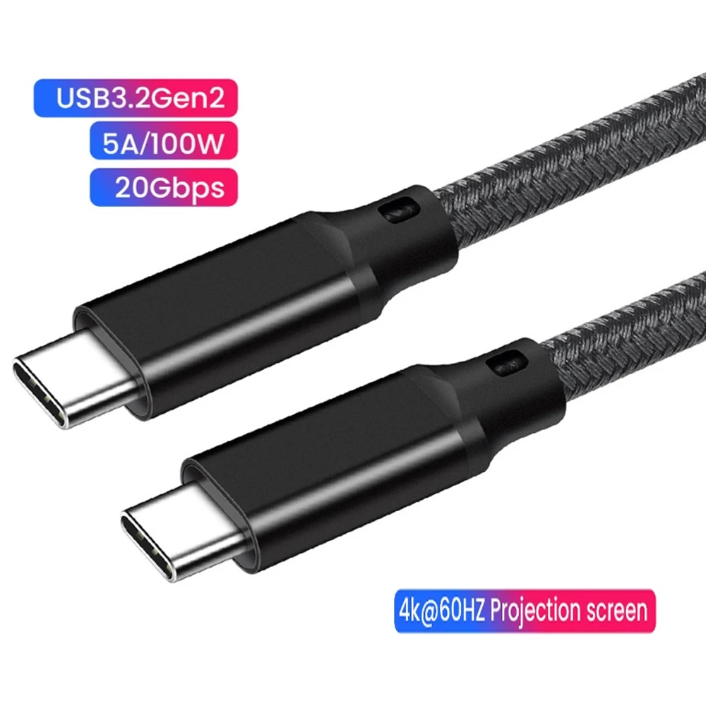 

USB C to Type C Data Cable Male To Male USB3.2 Gen2 20Gbps 4K@60Hz 100W PD Fast Charge Cord for Xiaomi Realme Macbook Pro/Air