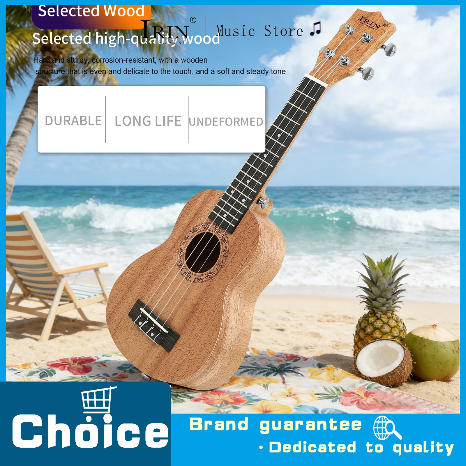 

21 Inch Ukulele Solid Wood Coffee Colored Portable Ukulele Suitable For Beginners Home Performance Practice