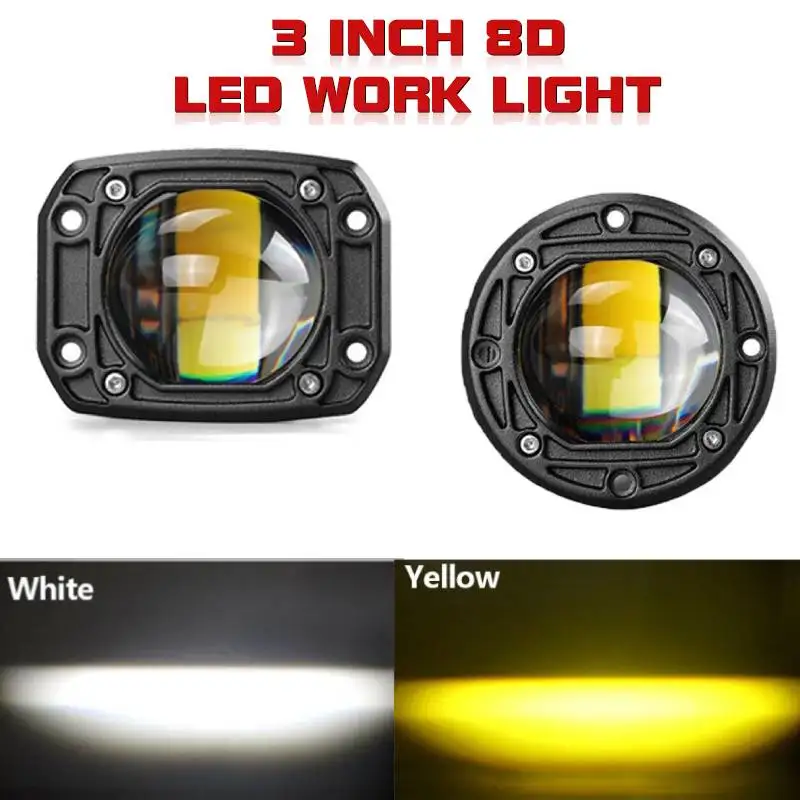 3 Zoll LED Unterputzlinse Arbeitslicht 30 W Zweifarbige Nebelscheinwerfer Fernlicht für Off Road 4X4 LKW SUV ATV Motorrad 12-24 V