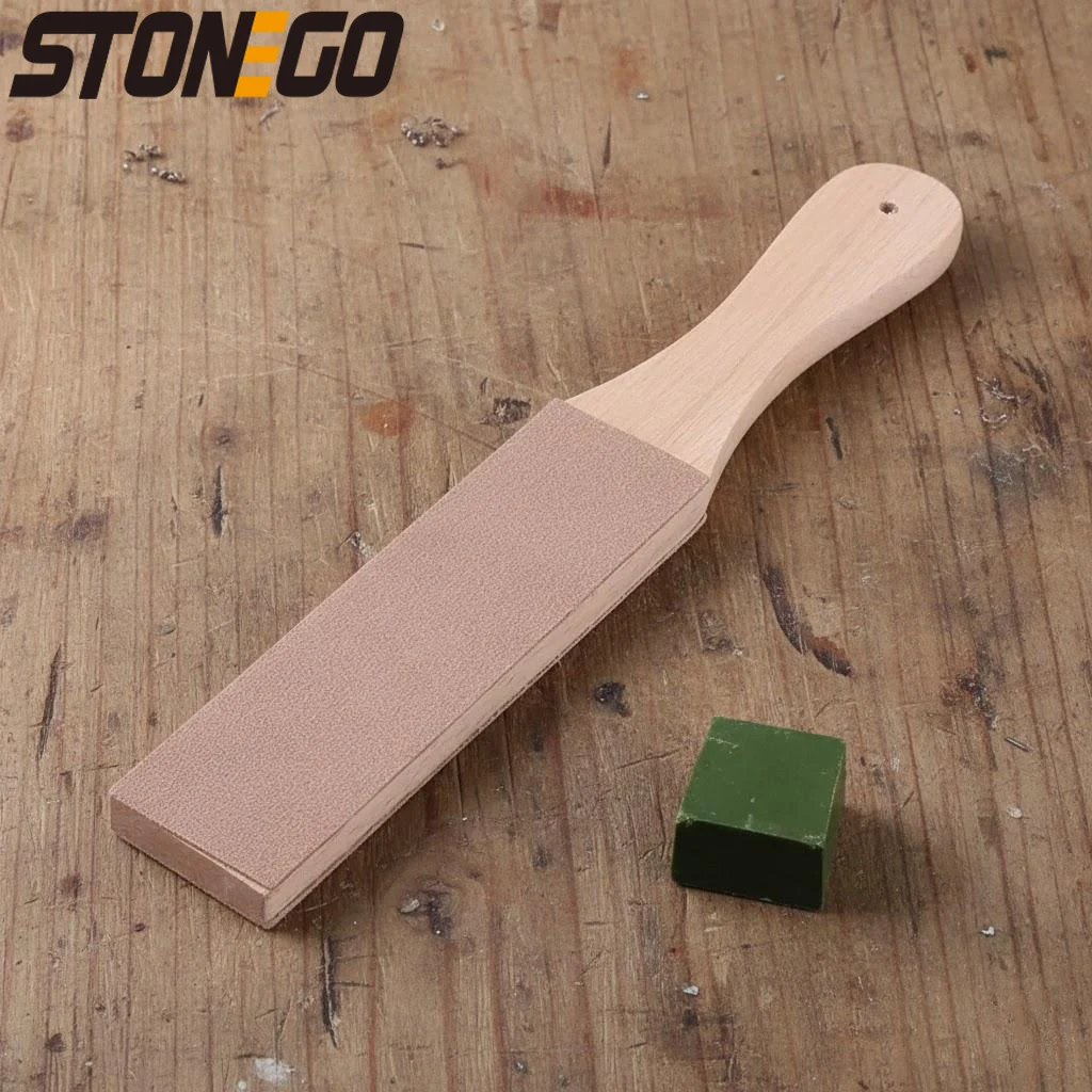 

Полировальная пластина с деревянной ручкой для ножей бритв, двусторонняя насадка для домашней полировальной машины