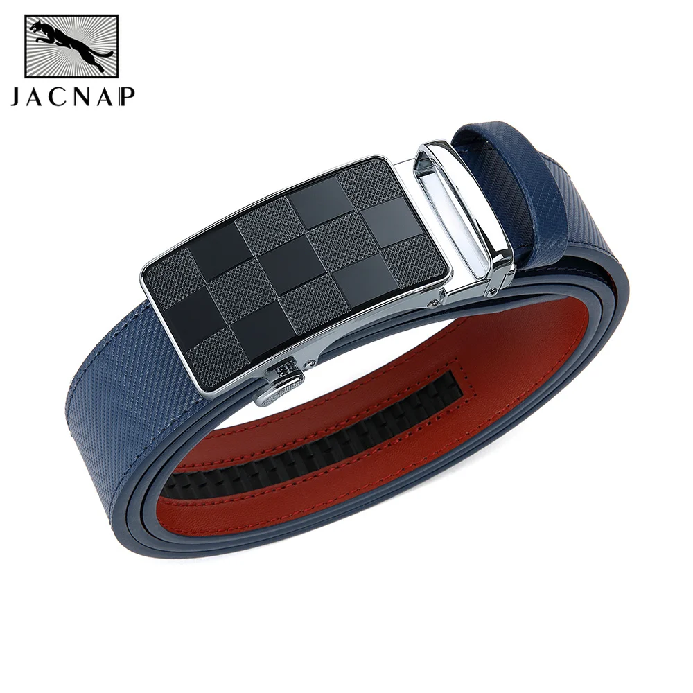 JACNAIP Multicolor Genuine Leather Men's Belts Fashion Business Automatic Buckle Straps Ratchet Cow Leather Waistband