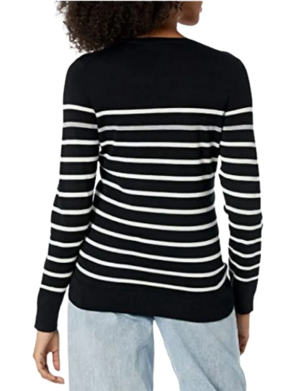 Women Sweaters Blouse Pullover Sweatshirt for Autumn Winter Stripe Sweater Shirt Black White ouc2552