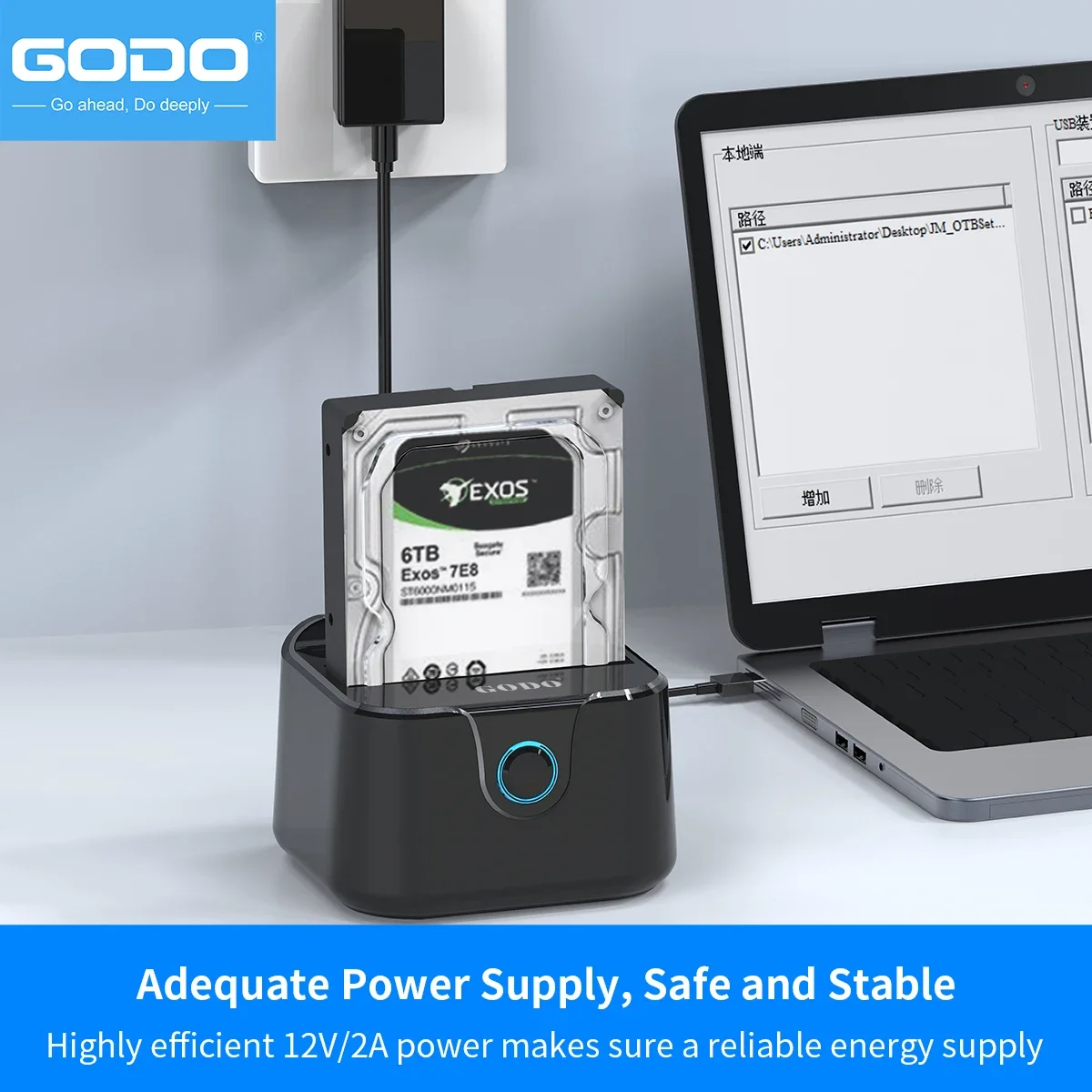 GODO Single Bay USB 3.0 HDD Docking Station for 2.5/3.5