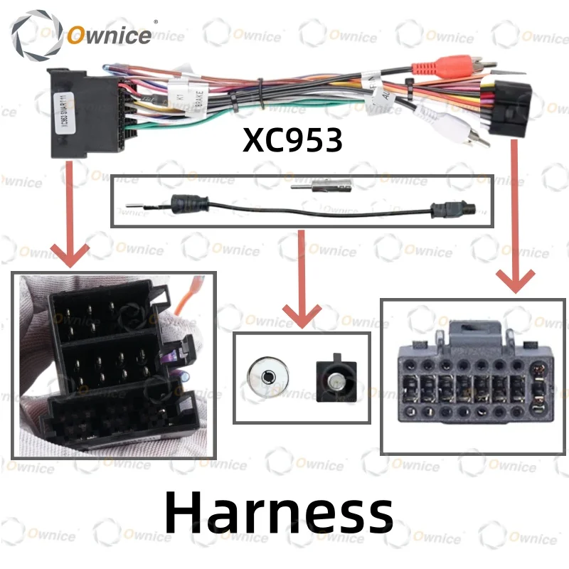 Ownice Car Radio Cable 16pin Power Wiring Harness Android Head Unit Connector for Mercedes Benz Smart 2005 - 2015 dvd play