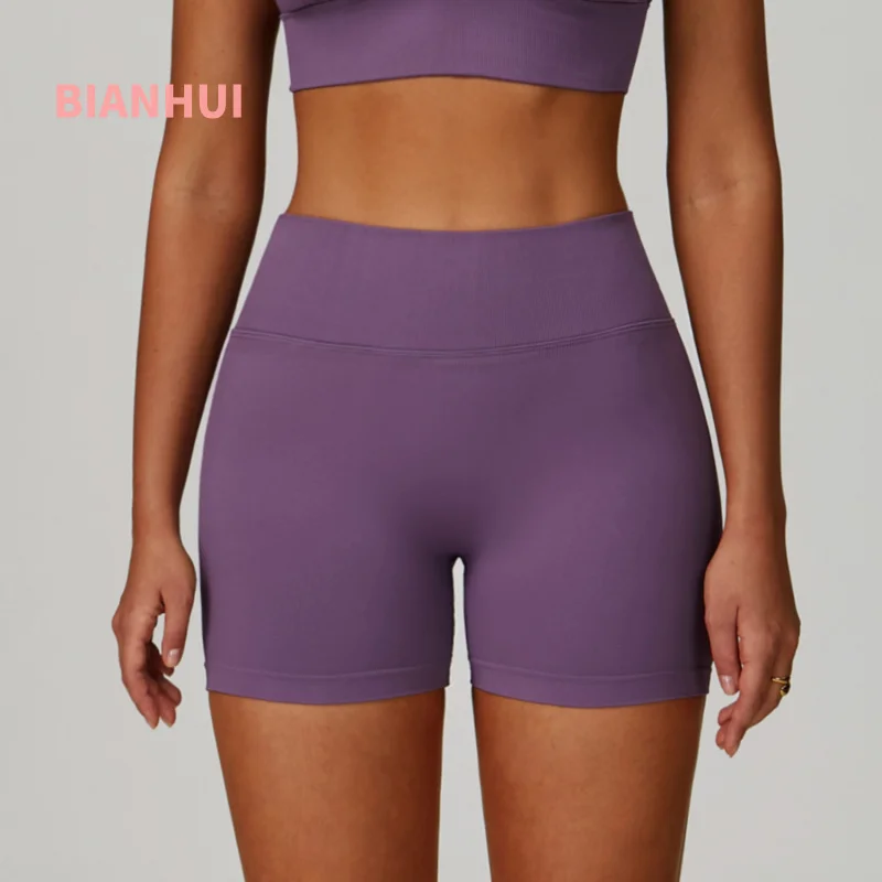 

BIANHUI Seamless Women Yoga Shorts Knit Tight For Women V High Waist Comfort Outdoor Running Sports Quick-Dry Fitness Shorts