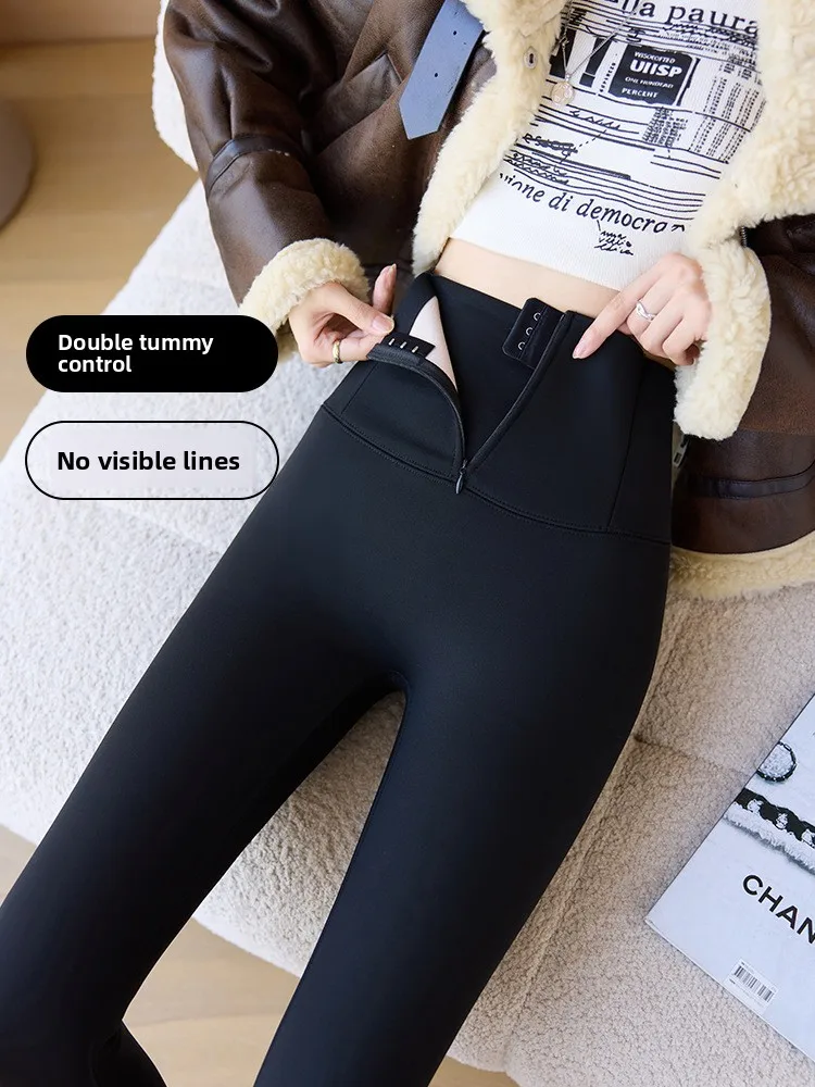 

Брюки для йоги из воловьей кожи с высокой талией на подкладке на молнии, женские брюки больших размеров, осенне-зимняя верхняя одежда, брюки для тренировок