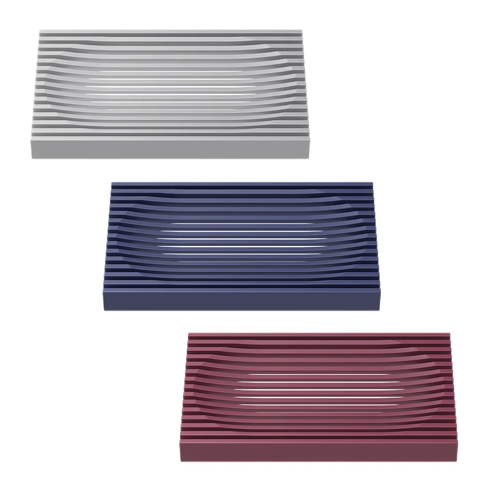 

3pcs Anti Slip Soap Holder Silicone Long Use Multipurpose Sponge Storage Water Draining Bathroom Tray Portable Box