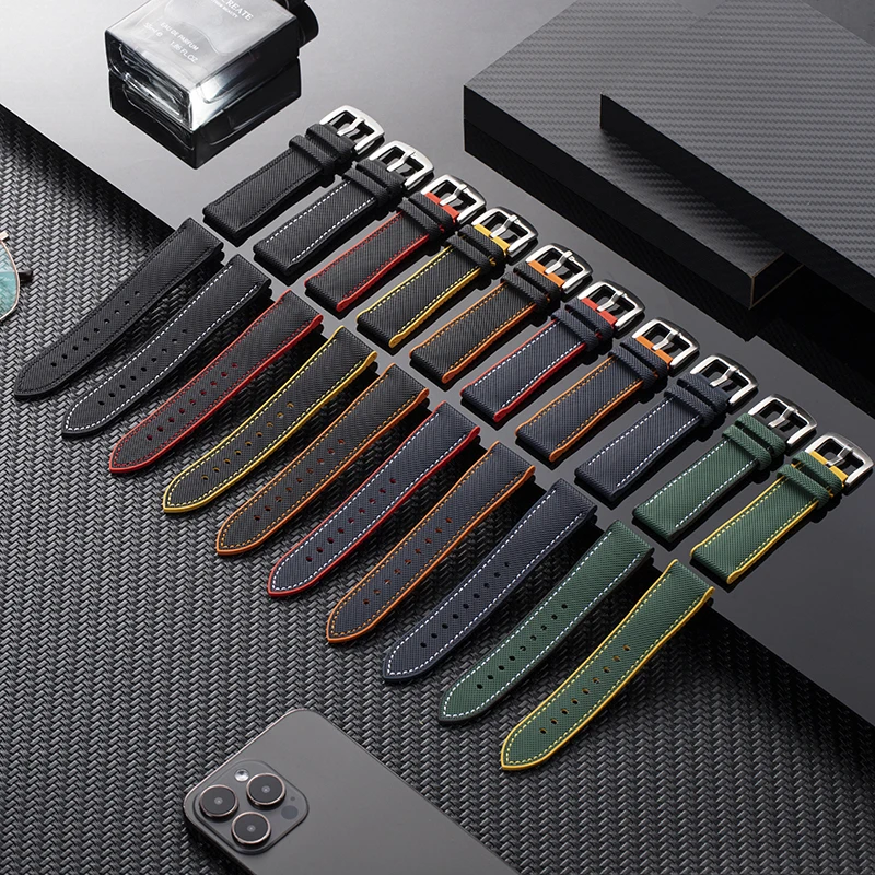 20 مللي متر نايلون Fkm المطاط حزام الساعات ل Seiko NO 5 PROSPEX أوميغا ساماستر المواطن بريتلينغ فلوروروبر حزام اكسسوارات برتقالي