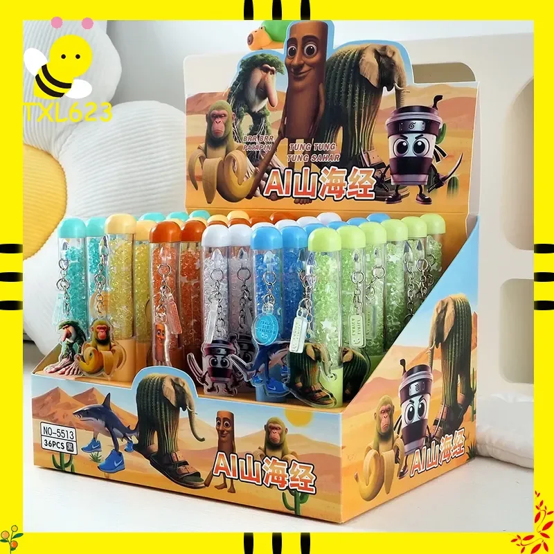 

Итальянский набор гелевых ручек Brainrot Ai Animals с мультяшным дизайном, 6/36 шт., Tungtungtungsahur Tralalelotralala Styles, черная ручка с вывеской, подарок