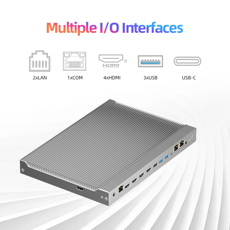 Maxtang SXRL 20 Мини-ПК I5 1235u DDR4 32 ГБ 1 ТБ 4HDMI 2LAN Алюминиевый безвентиляторный ПК с таймером Windows 11 Компьютер для промышленного применения