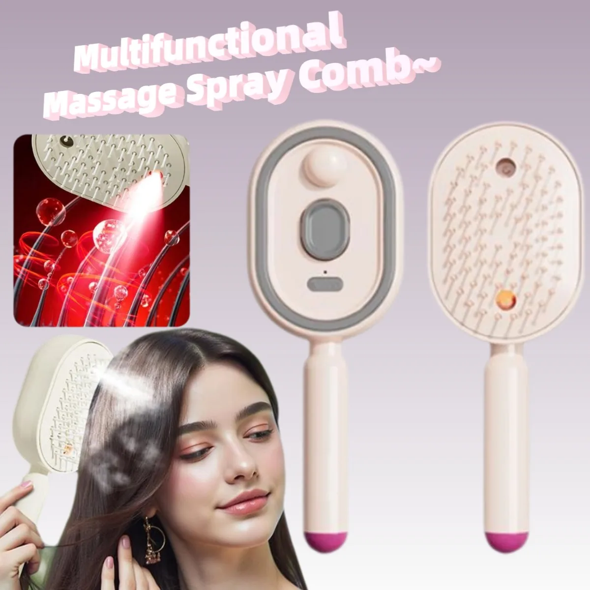 High-quality Electric Spray Air Cushions Massage Comb,3in1 Rechargeable Self-Clean Scalp Massager Combs with Essential Oil Steam