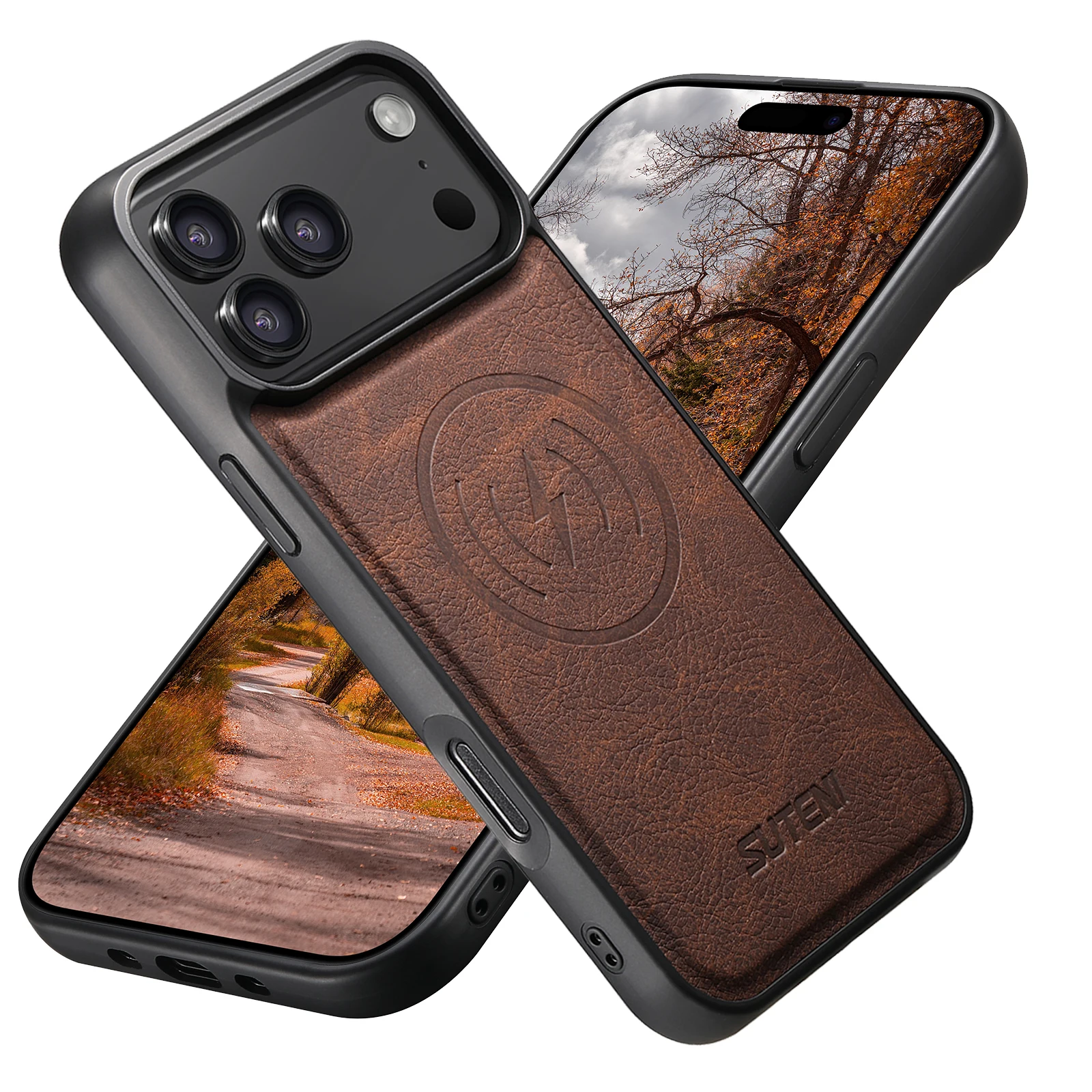 SUTENI Handyhülle mit Mattiertem Finish, Kunstleder, Magnet, Kabelloses Laden, Lychee-Textur für iPhone 18 Pro Max 17 16 Plus 15 14 13