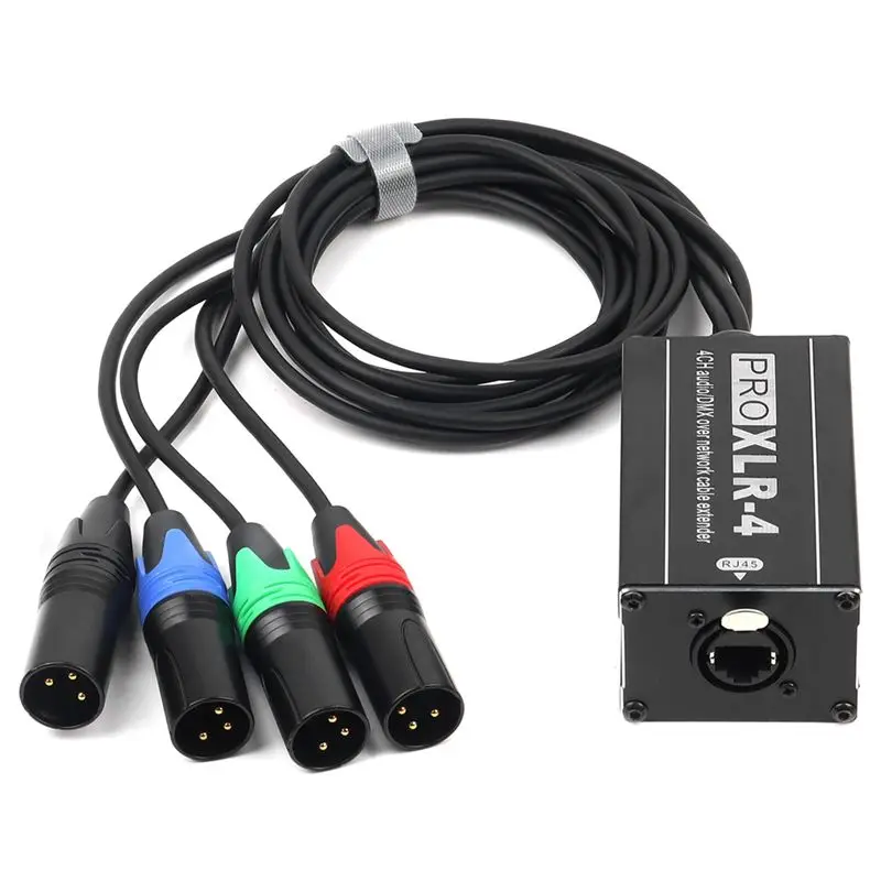AED6-RJ45 To 4 Channel XLR Audio 3 Pin DMX Splitter For Snake Cable Network Extension For Stage Or Studio Recording
