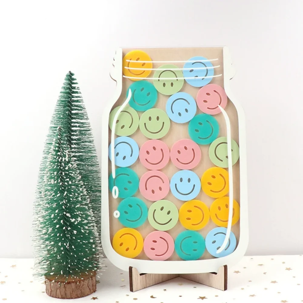 1piece- Back to School Teacher Reward Jar With Magnet smiling face, Classroom with tokens(25pcs), chore chart, gifts for kids